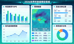 2026世界杯数据模型看板，展示预测数据与统计分析